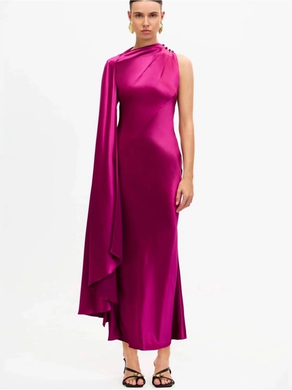 New Acler Satin Draped Pink Maxi Dress Sz 12